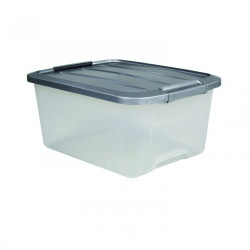 Bac de rangement transparent Couv&clips 15L de marque Centrale Brico, référence: B6361400