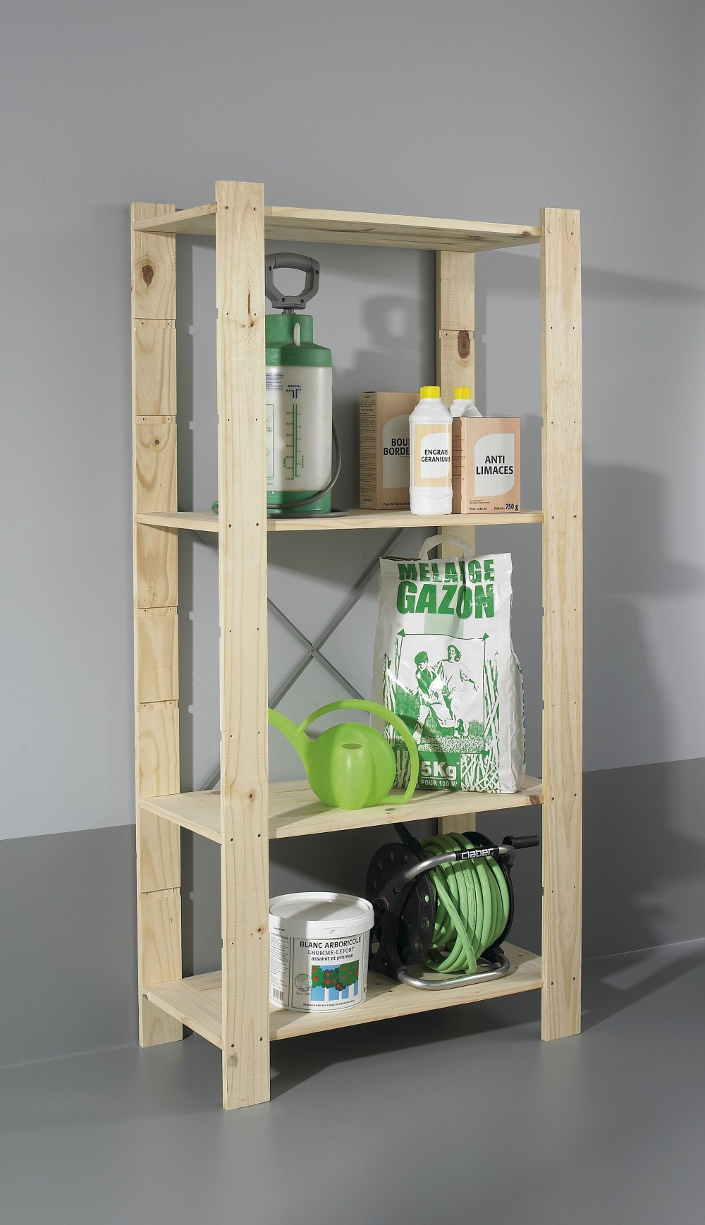 Etagère Pin, 4 tablettes , l.82 x P.40 x H.170 cm