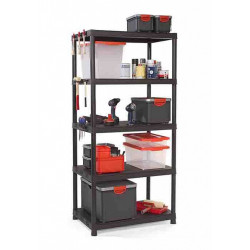 Etagère résine KIS, 5 tablettes, noir l90xH187xP60 cm de marque Centrale Brico, référence: B6363300