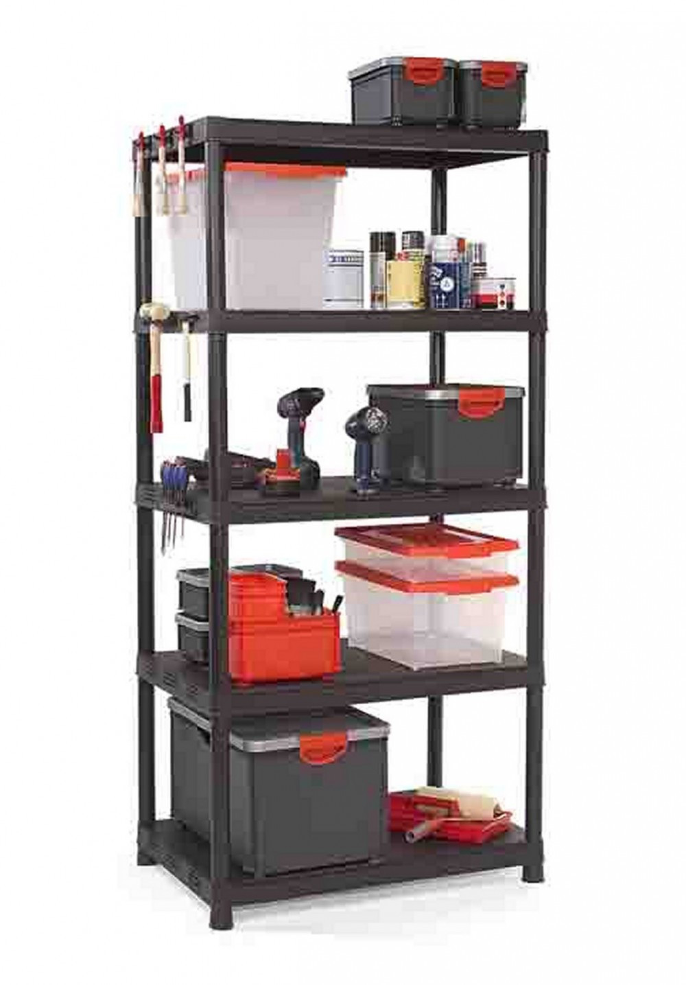 Etagère résine KIS, 5 tablettes, noir l90xH187xP60 cm