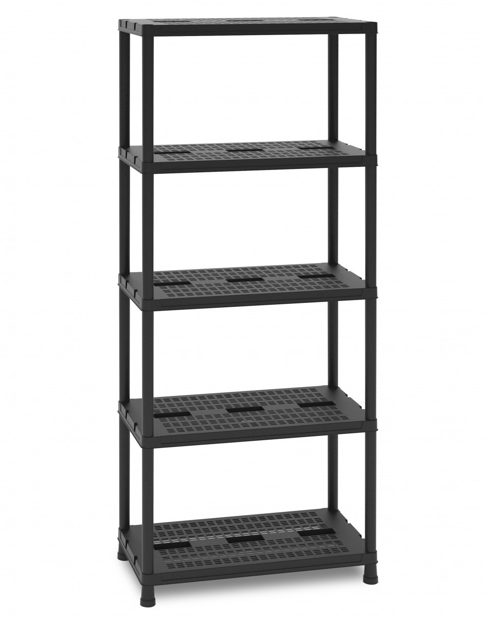Etagère résine, 5 tablettes, noir l.71 x H.180 x P.35 cm