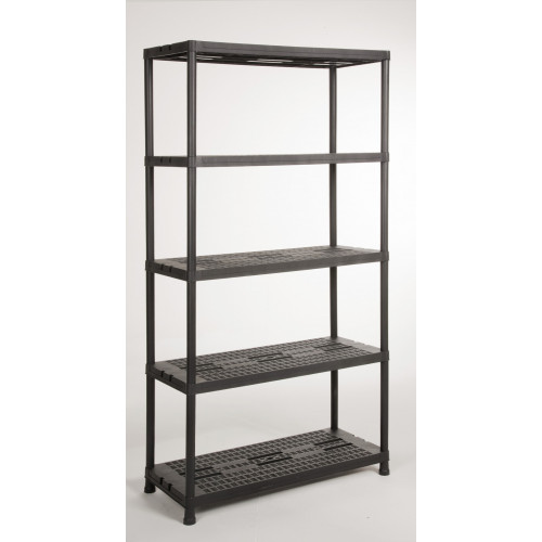 Etagère résine, 5 tablettes, noir l90xH180xP40 cm - Centrale Brico