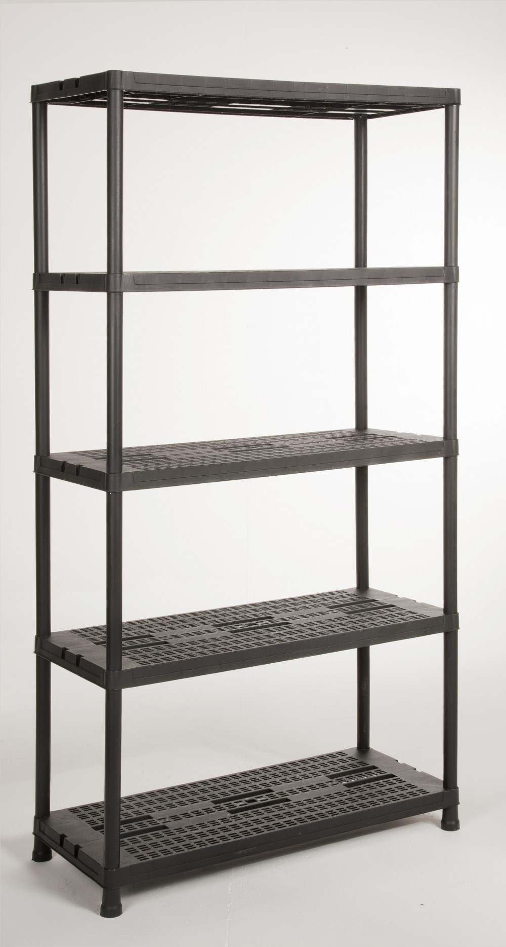 Etagère résine, 5 tablettes, noir l90xH180xP40 cm