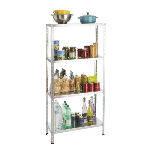 Etagère métal gris galvanisé, 4 tablettes l.72.5xH.145xP.30 - Centrale Brico