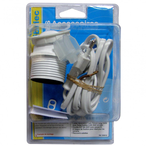 Adaptateur bouteille E27 TIBELEC, plastique, blanc 60 W - TIBELEC