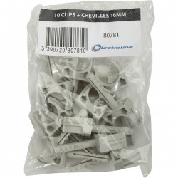 Lot de 10 clips et chevilles, Diam.16, L.60 mm - Centrale Brico