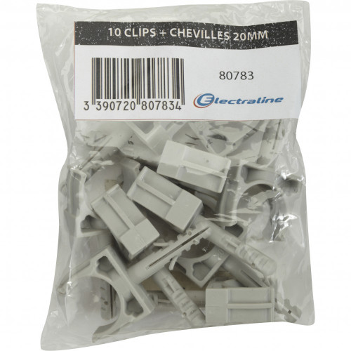 Lot de 10 clips et chevilles, Diam.20, L.60 mm - Centrale Brico