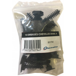 Lot de 10 embases pour cheville, L.9 mm de marque Centrale Brico, référence: B6365900