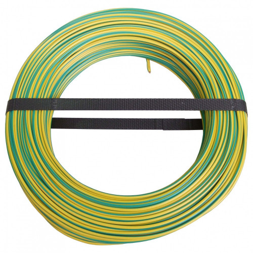 Fil électrique 2.5 mm² h07vu L.100 m, vert / jaune - Centrale Brico