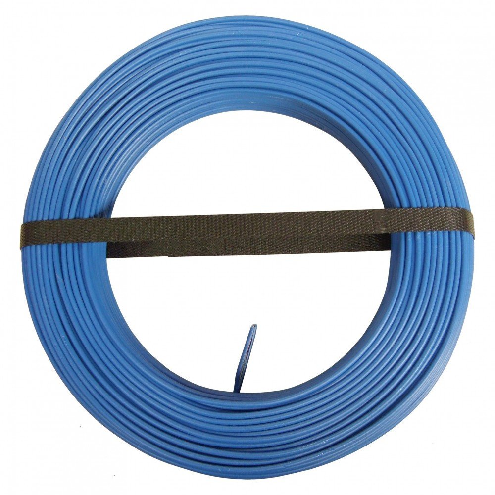 Fil électrique 2.5 mm² h07vu, en couronne de 100M bleu