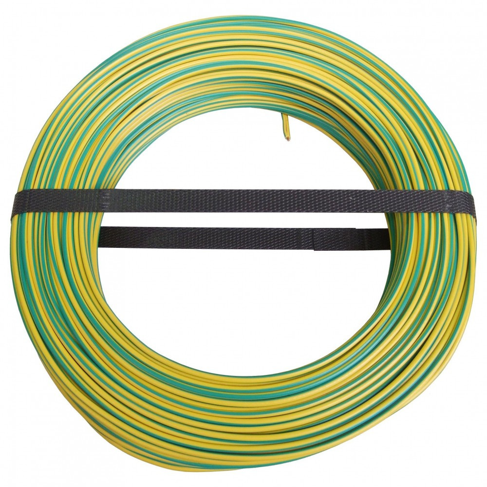 Fil électrique h07vu vert / jaune, 1.5 mm² L.100 m