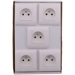 Lot de 5 prises avec terre Chantier, blanc de marque Centrale Brico, référence: B6377800