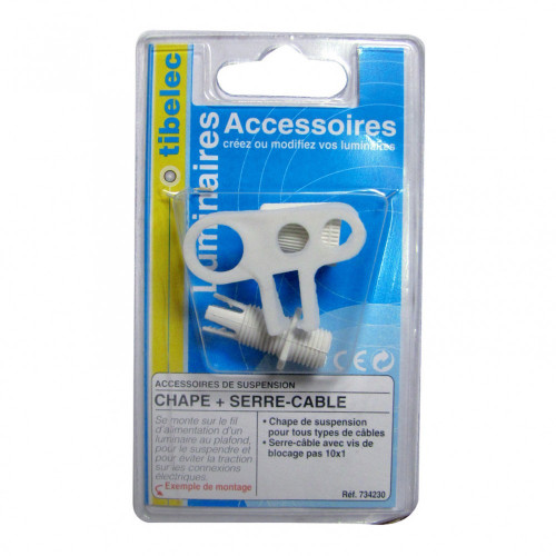 Chape de suspension TIBELEC, plastique, blanc - TIBELEC