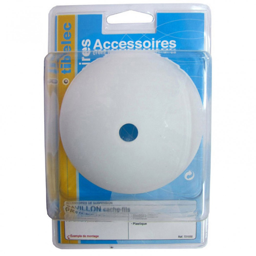 Suspension Plastique TIBELEC Avec Culot E27 - Blanc, Câble 60cm, 60W Max