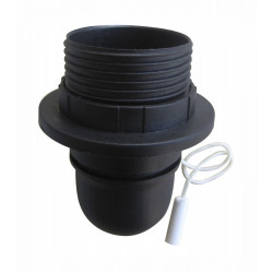 Douille 1/2 fil et baguette E27 TIBELEC, plastique, noir 60 W de marque Centrale Brico, référence: B6384000