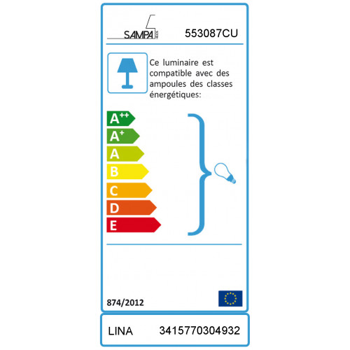 Lampe chic métal cuivre, SAMPA HELIOS Lina - Centrale Brico