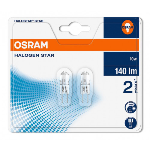 Lot de 2 ampoules bulbes halogènes 10W 140Lm équiv. 10W G4 3000K OSRAM - OSRAM