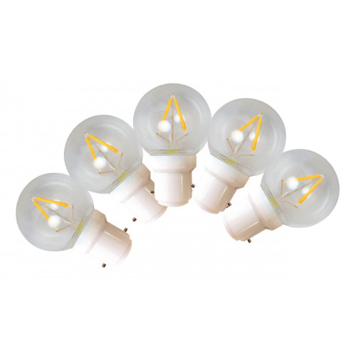 Lot de 5 ampoules led à filament clair sphérique B22 110 Lm 15 W, TIBELEC - TIBELEC