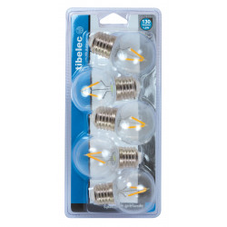 Lot de 5 ampoules led à filament clair sphérique B22 110 Lm 15 W, TIBELEC - TIBELEC