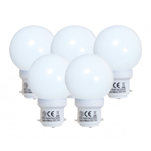 Lot de 5 ampoules led opaque sphérique B22 30 Lm  4 W, TIBELEC - TIBELEC