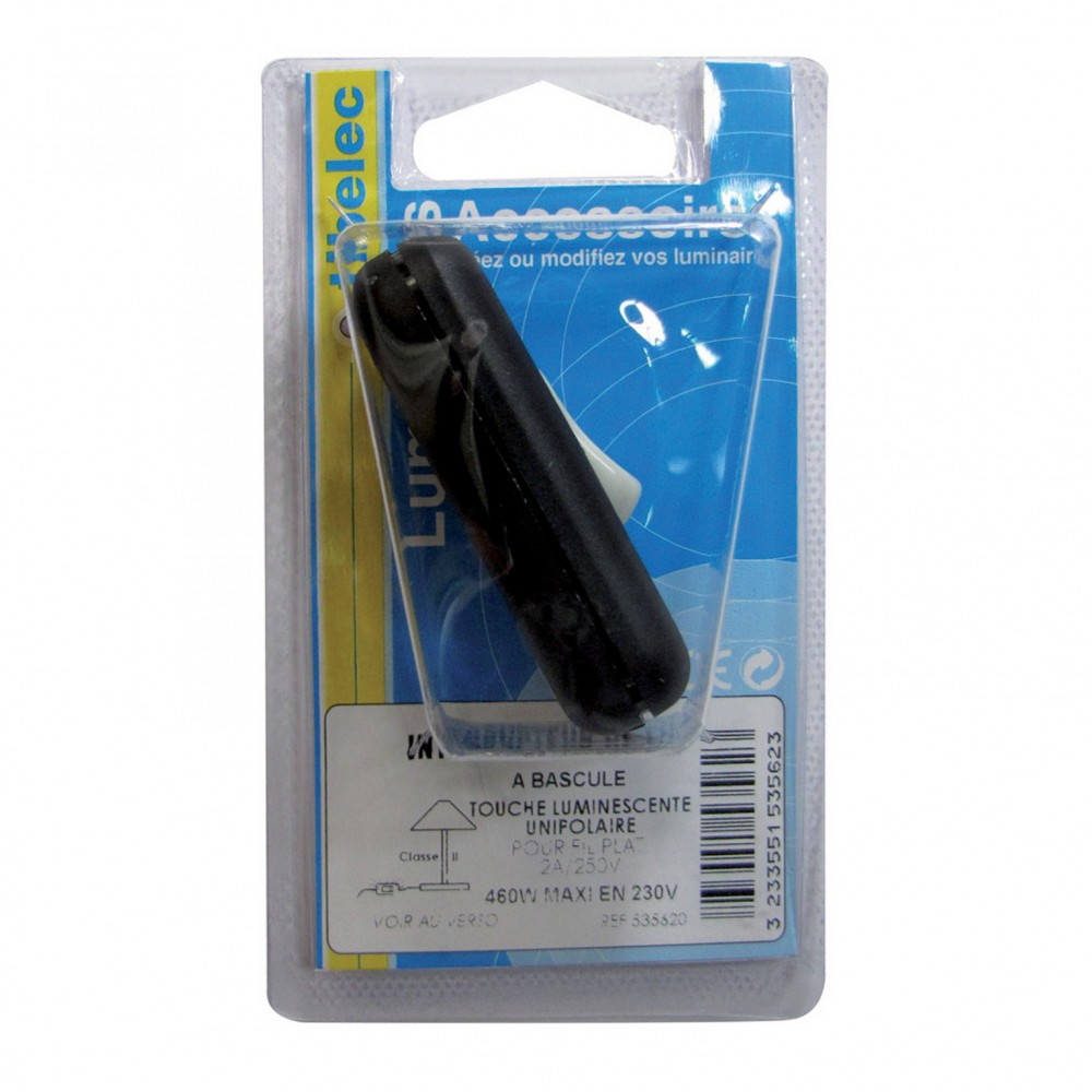 Interrupteur à Pied Noir Tibelec – 6A/250V, Bipolaire, Pour Luminaire Et Appareils Classe II