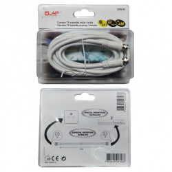 Câble satellite fiche F, Mâle/Mâle, blanc, 4m ELAP - Centrale Brico