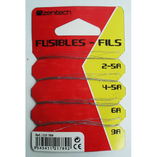 Fil fusible plomb 2-5A + 4-5A + 6A + 9A - Centrale Brico