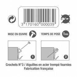 Lot de 10 crochets + aiguilles pour tableaux et cadres lourds LE CROCHET FRANCAI - LE CROCHET FRANÇAIS