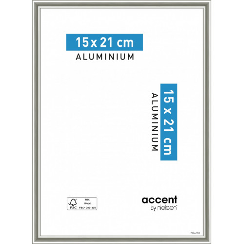 Cadre Accent, l.15 x H.20 cm, aluminium argent - NIELSEN