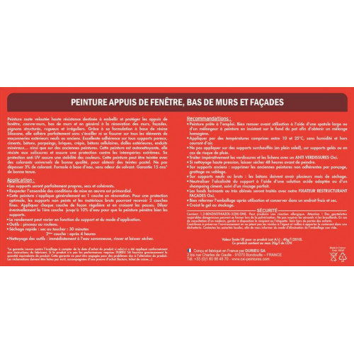 Peinture appui de fenêtre Mate velouté OXI, meulière, 1l - OXI