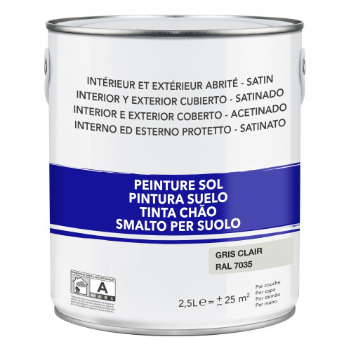 Peinture sol extérieur / intérieur gris clair satiné 2.5 l - Centrale Brico