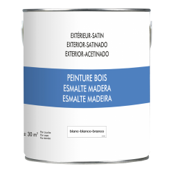 Peinture bois extérieur, blanc satiné 2.5 l - Centrale Brico