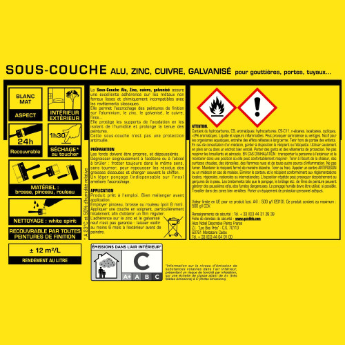 Sous-couche aluminium, zinc, cuivre, galvanisé JULIEN, 0.5 l - Julien