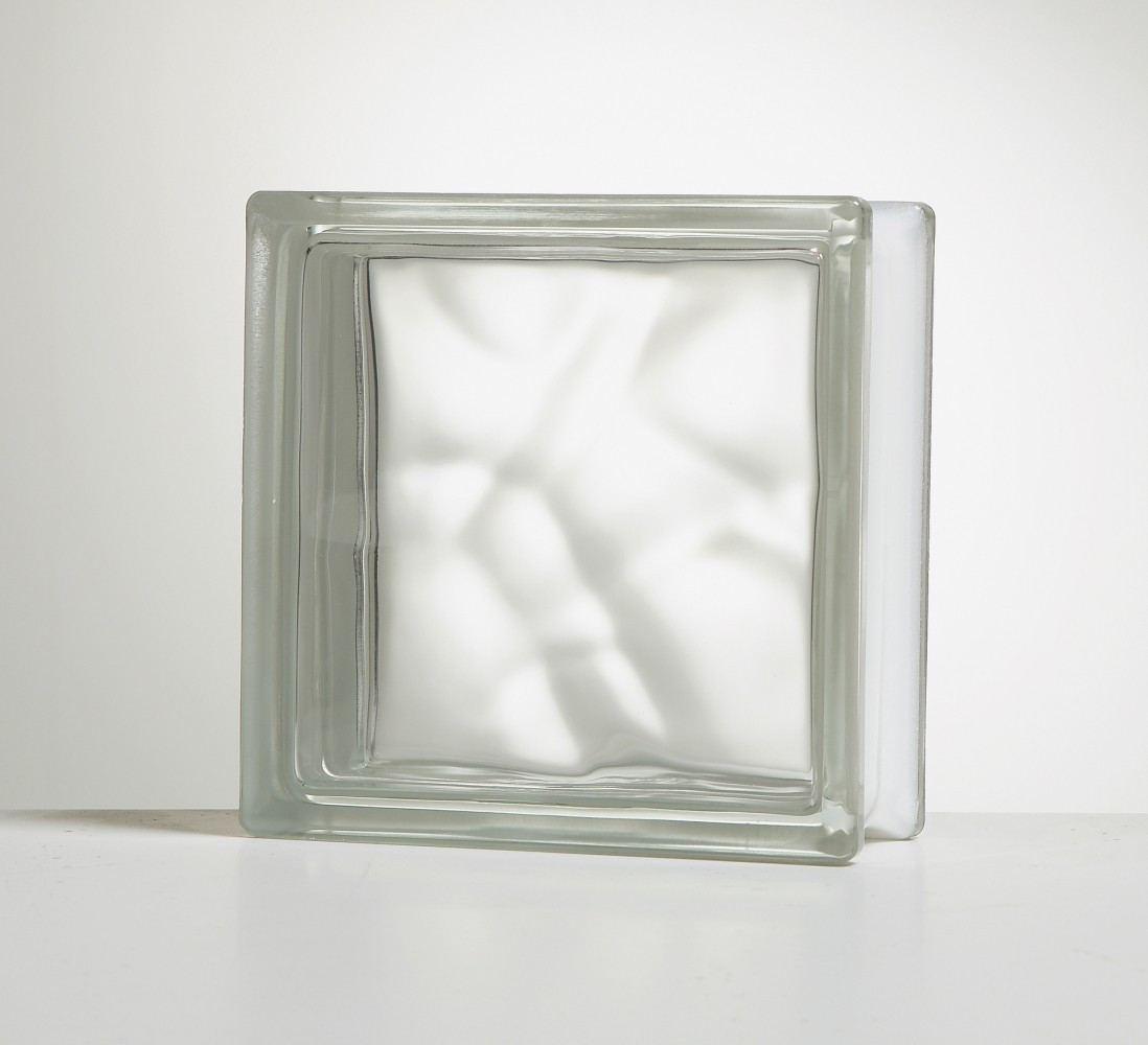 Brique de verre, transparent ondulé brillant