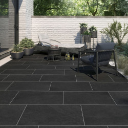 Carrelage sol et mur forte effet pierre noir Quartzite l.30 x L.60.4 cm de marque Centrale Brico, référence: B6433200