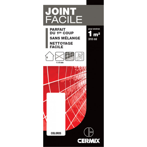 Joint pâte carrelage CERMIX blanc 310 ml Joint facile ultra blanc 1m² - CERMIX