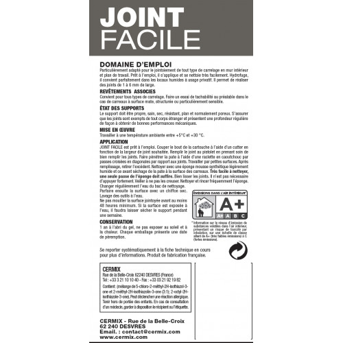 Joint pâte carrelage CERMIX noir 310 ml Joint facile noir 1m² - Centrale Brico