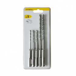 Set de 5 forets SDS-plus pour béton, Diam.3-4-5-6-8 mm - Centrale Brico