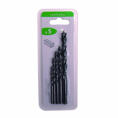 Set de 5 forets bois, Diam.3-4-5-6-8 mm - Centrale Brico