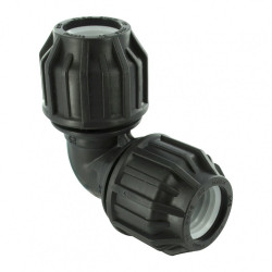 Raccord coudé 90° à compression plastique F 26 x 34 pour tube en polyéthylène de marque Centrale Brico, référence: B6450800
