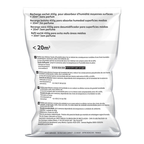 Recharge sac pour absorbeur d'humidité 20 m² 450g - Centrale Brico