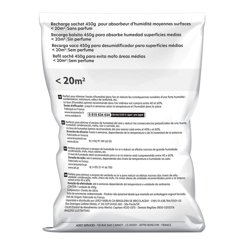 Recharge sac pour absorbeur d'humidité 20 m² 450g