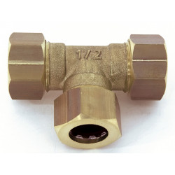 Raccord Té égal rapide laiton D.12 pour tube en cuivre de marque Centrale Brico, référence: B6455700
