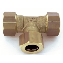 Raccord Té égal rapide laiton D.12 pour tube en cuivre de marque QUICK PLOMBERIE, référence: B6455700