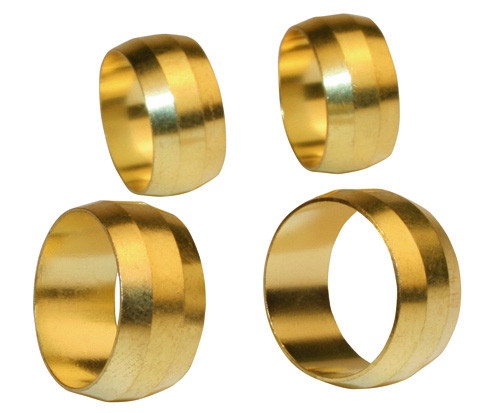 Lot de 4 bagues serrage biconique laiton D.10 pour tube en cuivre