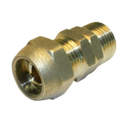 Manchon à compression laiton M 15 x 21 pour tube en per de marque QUICK PLOMBERIE, référence: B6460400