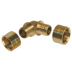 Raccord coudé 90° à glissement laiton D.20 pour tube en per de marque Centrale Brico, référence: B6467100