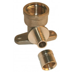 Raccord coudé applique à glissement laiton F 15 x 21 pour tube en per de marque QUICK PLOMBERIE, référence: B6468500