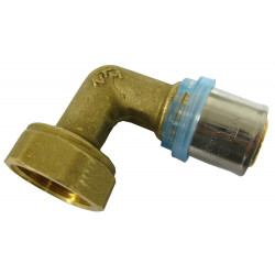 Raccord coudé avec écrou libre D.20 pour tube en multicouche à sertir de marque Centrale Brico, référence: B6468800