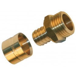 Raccord droit à glissement laiton M 20 x 27 pour tube en per de marque Centrale Brico, référence: B6469400